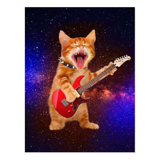 Heavy metal cat rocker cat guitar cats postcard