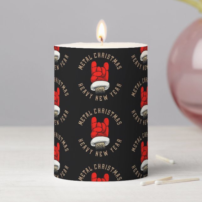 Heavy Metal Christmas Pillar Candle (In Situ)
