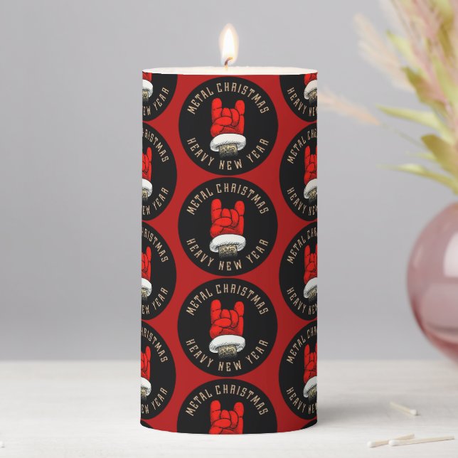 Heavy Metal Christmas Pillar Candle (In Situ)