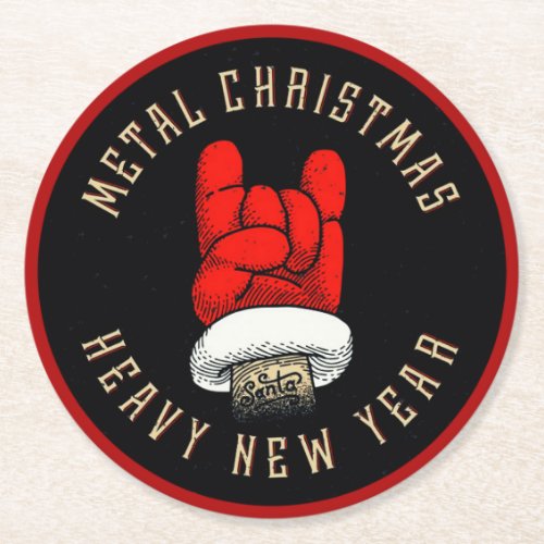 Heavy Metal Christmas Round Paper Coaster