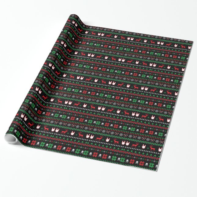 Heavy Metal Christmas Wrapping Paper (Unrolled)