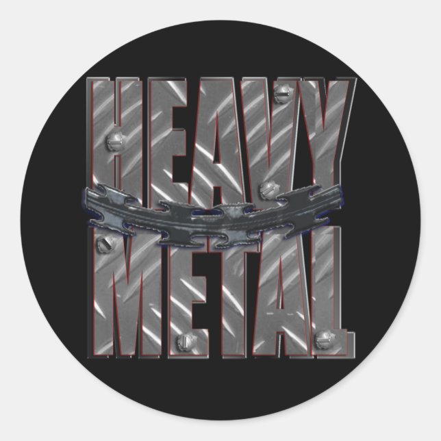 heavy metal classic round sticker (Front)