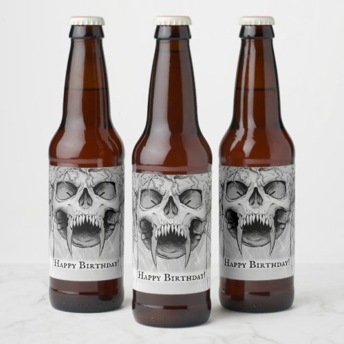 Heavy Metal Death Skull Beer Bottle Label