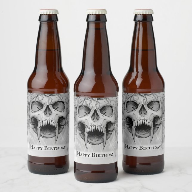 Heavy Metal Death Skull Beer Bottle Label (Bottles)