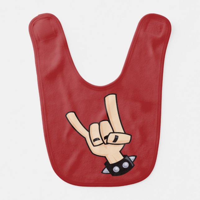 Heavy Metal Devil Horns Baby Bib (Front)