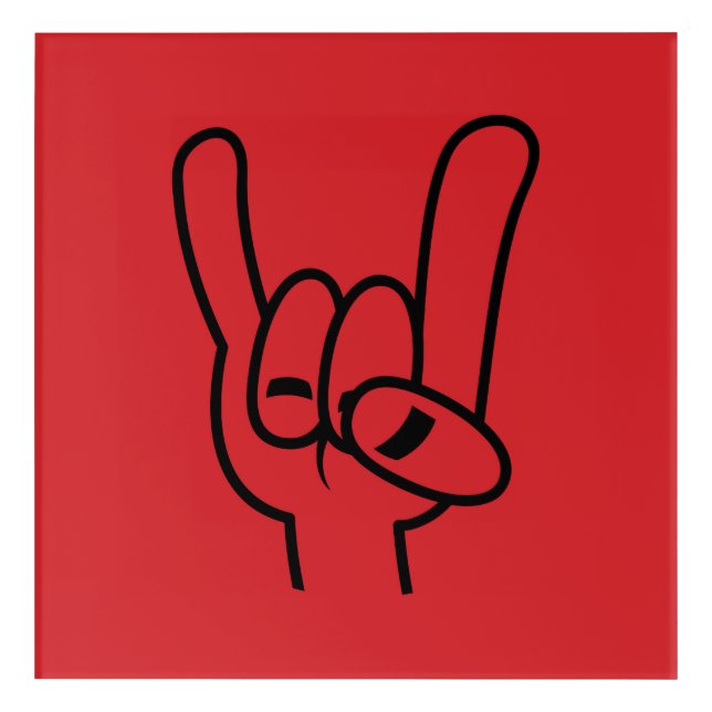 Heavy Metal Devil Horns Black Line Acrylic Print (Front)