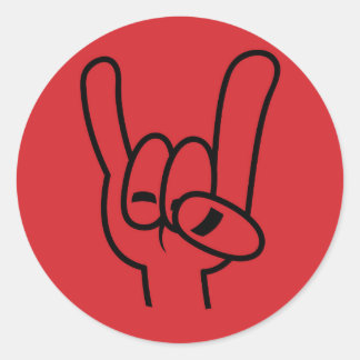 Heavy Metal Devil Horns Black Line Classic Round Sticker