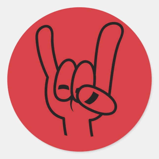Heavy Metal Devil Horns Black Line Classic Round Sticker (Front)