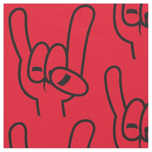 Heavy Metal Devil Horns Black Line Fabric