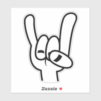 Heavy Metal Devil Horns Black Line Sticker