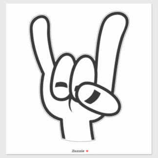 Heavy Metal Devil Horns Black Line Sticker