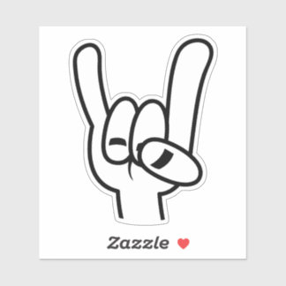 Heavy Metal Devil Horns Black Line Sticker