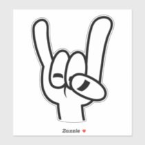 Heavy Metal Devil Horns Black Line Sticker