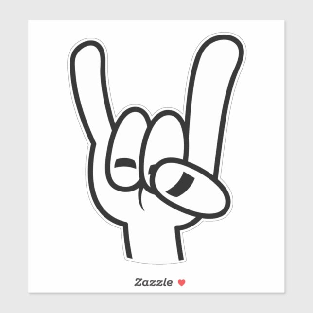 Heavy Metal Devil Horns Black Line Sticker (Sheet)