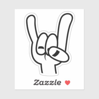 Heavy Metal Devil Horns Black Line Sticker