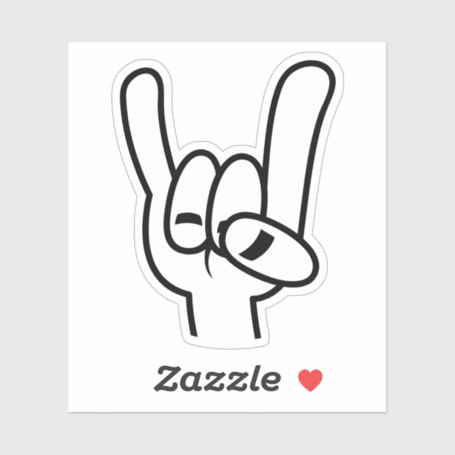 Heavy Metal Devil Horns Black Line Sticker (Sheet)