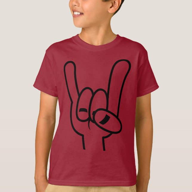 Heavy Metal Devil Horns Black Line T-Shirt (Front)