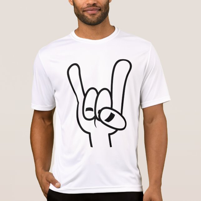 Heavy Metal Devil Horns Black Line T-Shirt (Front)