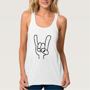 Heavy Metal Devil Horns Black Line Tank Top