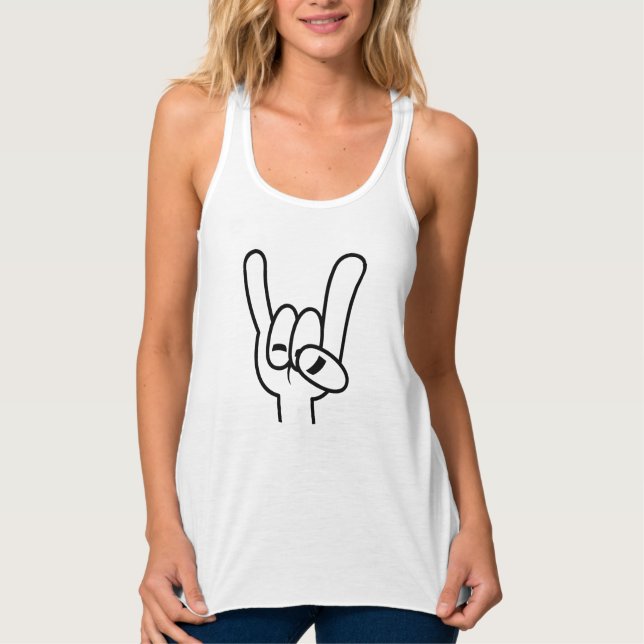 Heavy Metal Devil Horns Black Line Tank Top (Front)