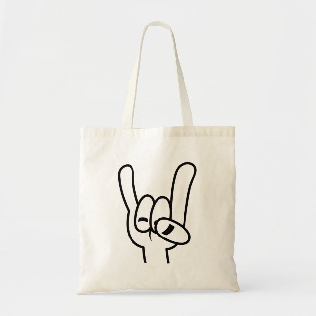 Heavy Metal Devil Horns Black Line Tote Bag (Front)