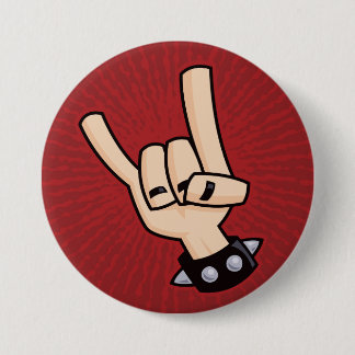 Heavy Metal Devil Horns Button