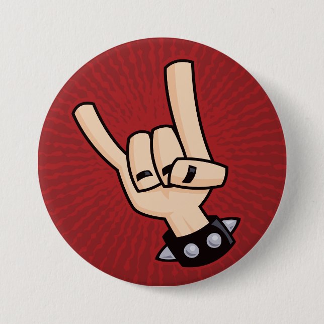 Heavy Metal Devil Horns Button (Front)