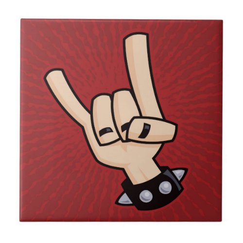 Heavy Metal Devil Horns Ceramic Tile