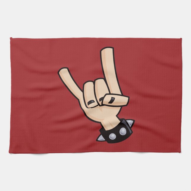 Heavy Metal Devil Horns Kitchen Towel (Horizontal)