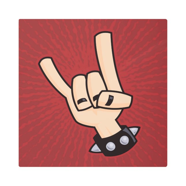 Heavy Metal Devil Horns Metal Print (Front)
