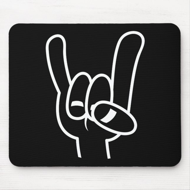 Heavy Metal Devil Horns White Line Mouse Pad (Front)