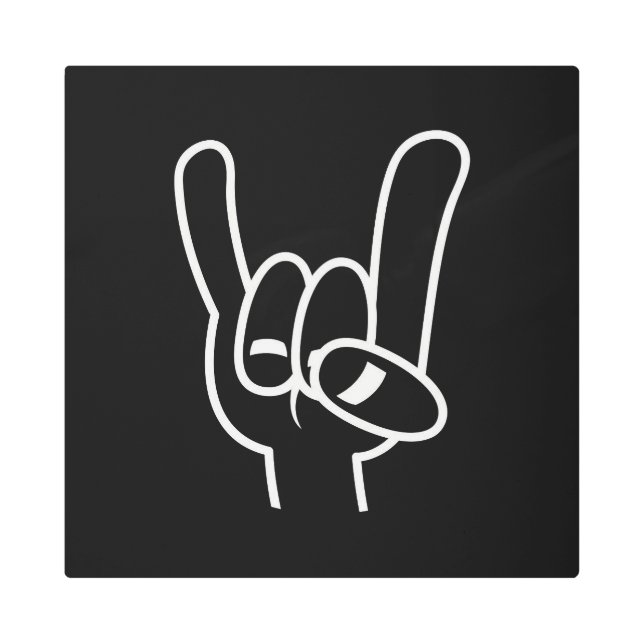 Heavy Metal Devil Horns White Line Print (Front)