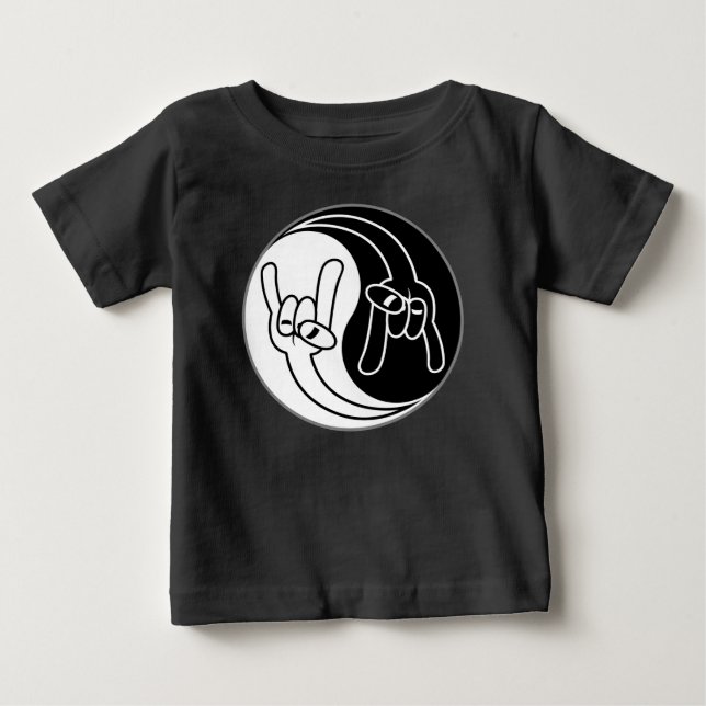 Heavy Metal Devil Horns Yin Yang Baby T-Shirt (Front)