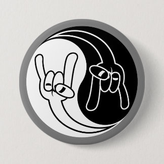 Heavy Metal Devil Horns Yin Yang Button