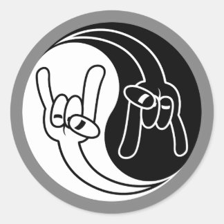 Heavy Metal Devil Horns Yin Yang Classic Round Sticker