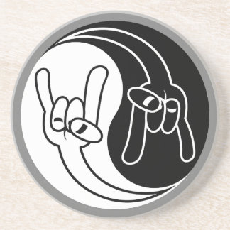 Heavy Metal Devil Horns Yin Yang Coaster