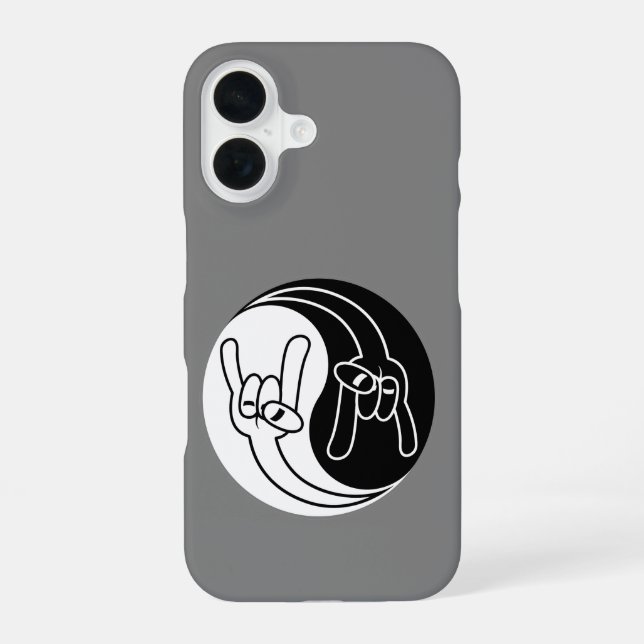 Heavy Metal Devil Horns Yin Yang iPhone Case (Back)