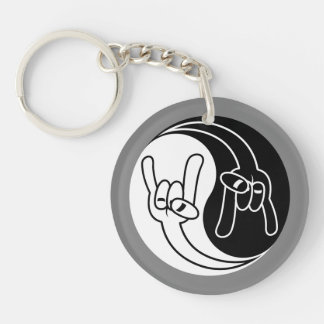 Heavy Metal Devil Horns Yin Yang Keychain