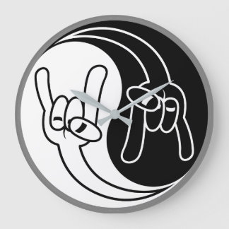 Heavy Metal Devil Horns Yin Yang Large Clock