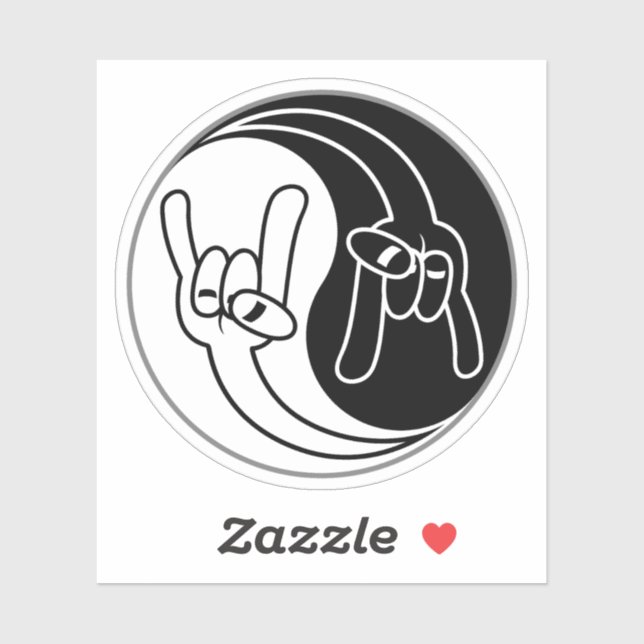 Heavy Metal Devil Horns Yin Yang Sticker (Sheet)
