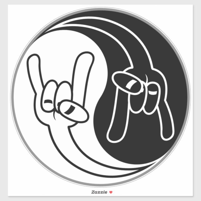 Heavy Metal Devil Horns Yin Yang Sticker (Sheet)