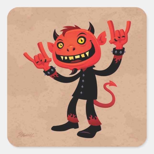 Heavy Metal Devil Square Sticker (Front)