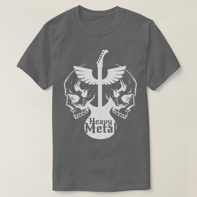 Heavy Metal Flying Guitars With Skulls Rock  T-Shirt (Design Front)