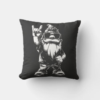 Heavy Metal Garden Gnome - Rockstyle Throw Pillow