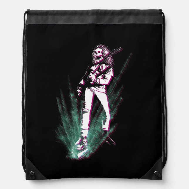 Heavy Metal Guitar Player Drawstring Bag (Front)