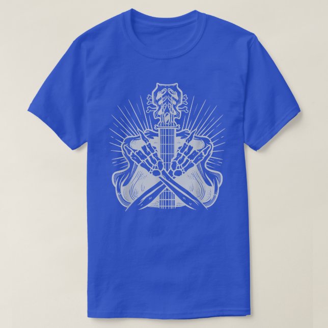 Heavy Metal Guitar Skeleton Metal Hand Rock Festiv T-Shirt (Design Front)