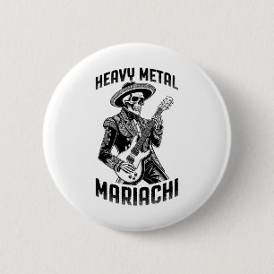 Heavy Metal Guitarist Funny Cinco De Mayo Mariachi Button