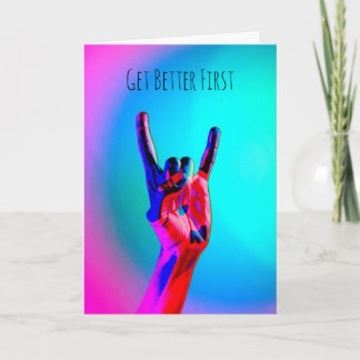 Heavy Metal Hard Rock Music Devil Horns Get Well Card