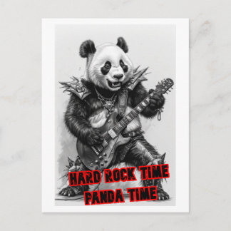 Heavy Metal Hard Rocker Panda on a Holiday Postcard
