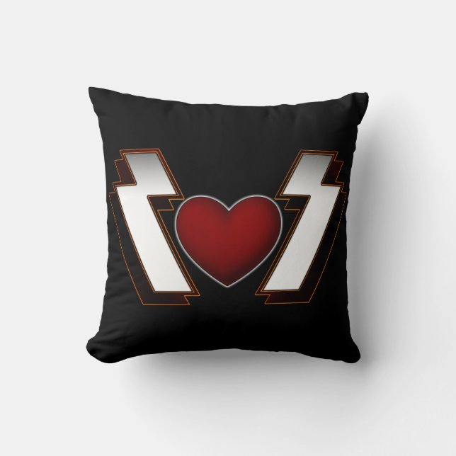 Heavy Metal Heart Throw Pillow (Front)